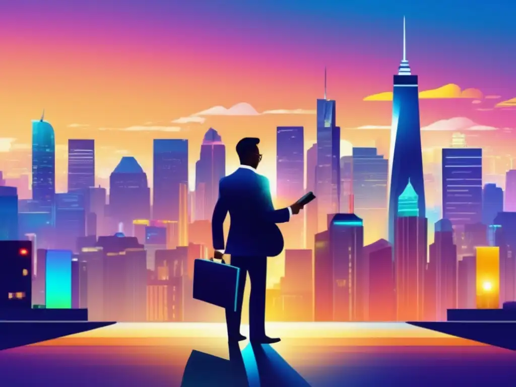 Empresario exitoso en la ciudad Hombre de negocios exitoso con la ciudad iluminada al fondo - Minimizar impacto fiscal inversiones