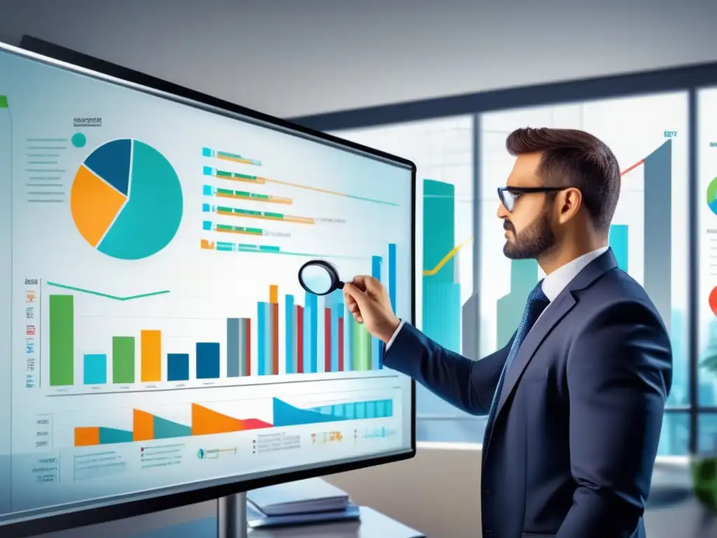 Empresario analizando gráficos financieros Hombre de negocios analizando gráficas financieras en una pizarra - Errores comunes invertir franquicias