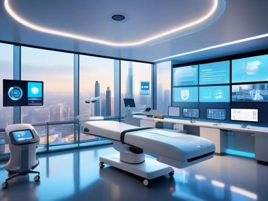 Avance AI en hospital futurista Hospital futurista con tecnología de IA en acciones de salud