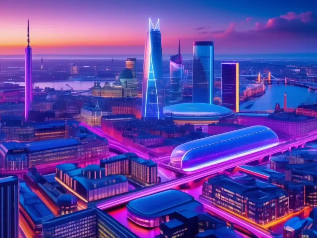 Futurista ciudad con hubs de startups internacionales Hubs de startups internacionales en ciudades futuristas con arquitectura moderna
