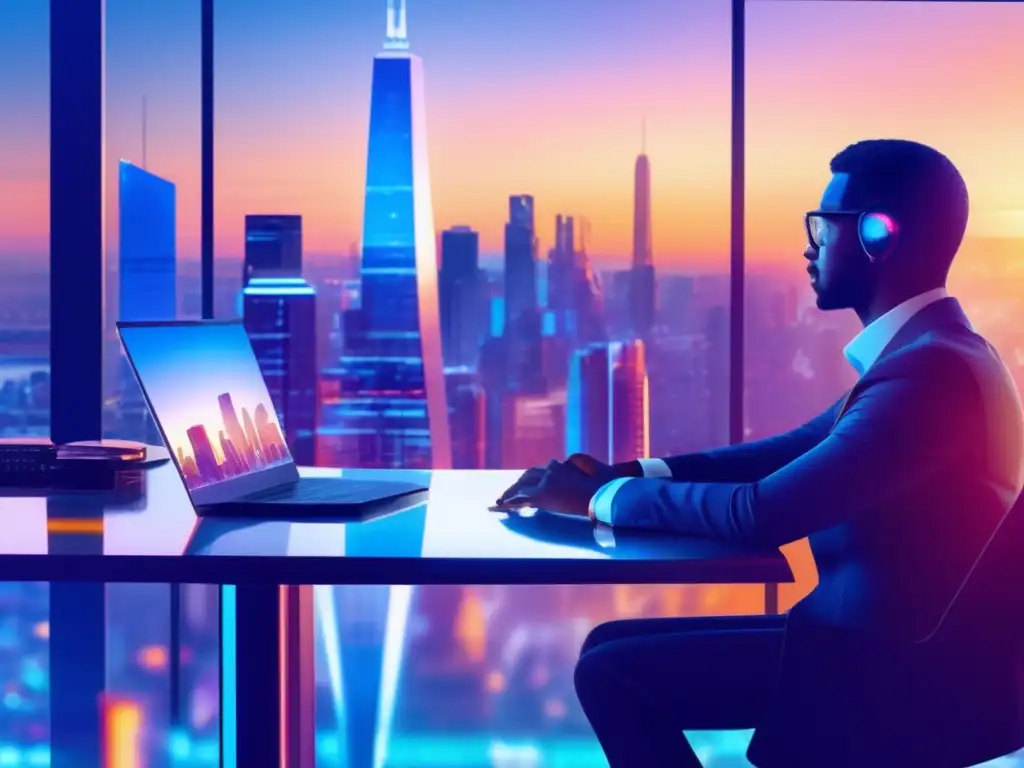 Futuro de la inversión financiera AI IA personalizada para inversiones financieras en una ciudad moderna y sofisticada