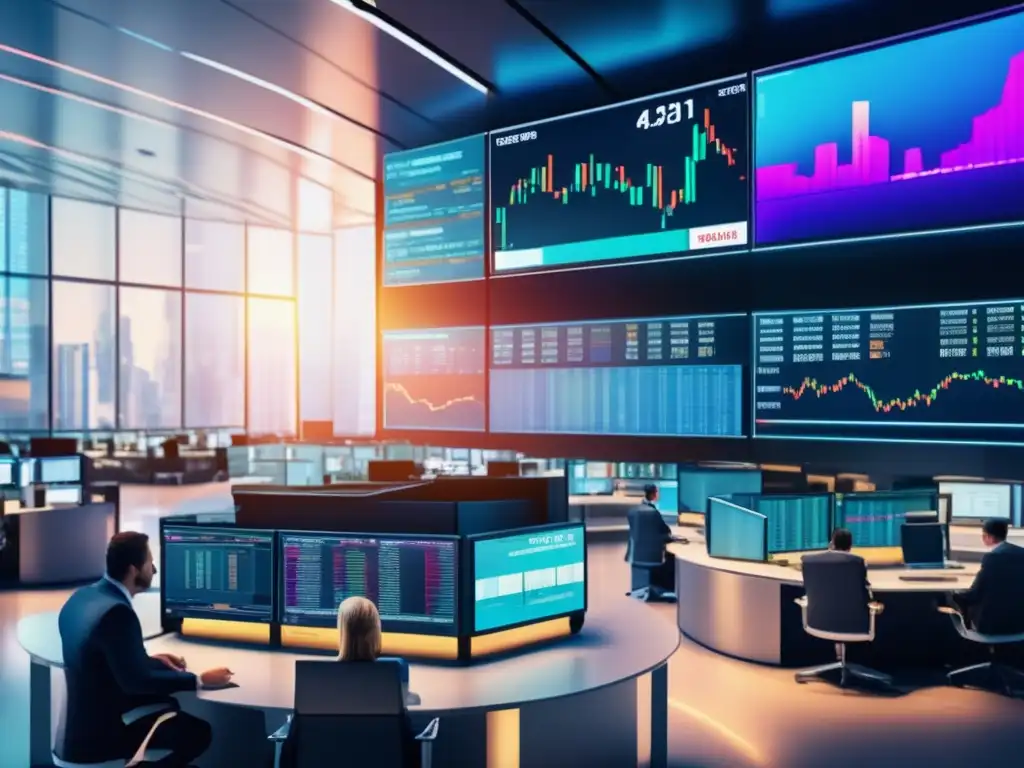 Stock exchange trading floor: Energía y emoción en la bolsa Imagen: Cómo elegir el ETF adecuado en la vibrante y moderna bolsa de valores