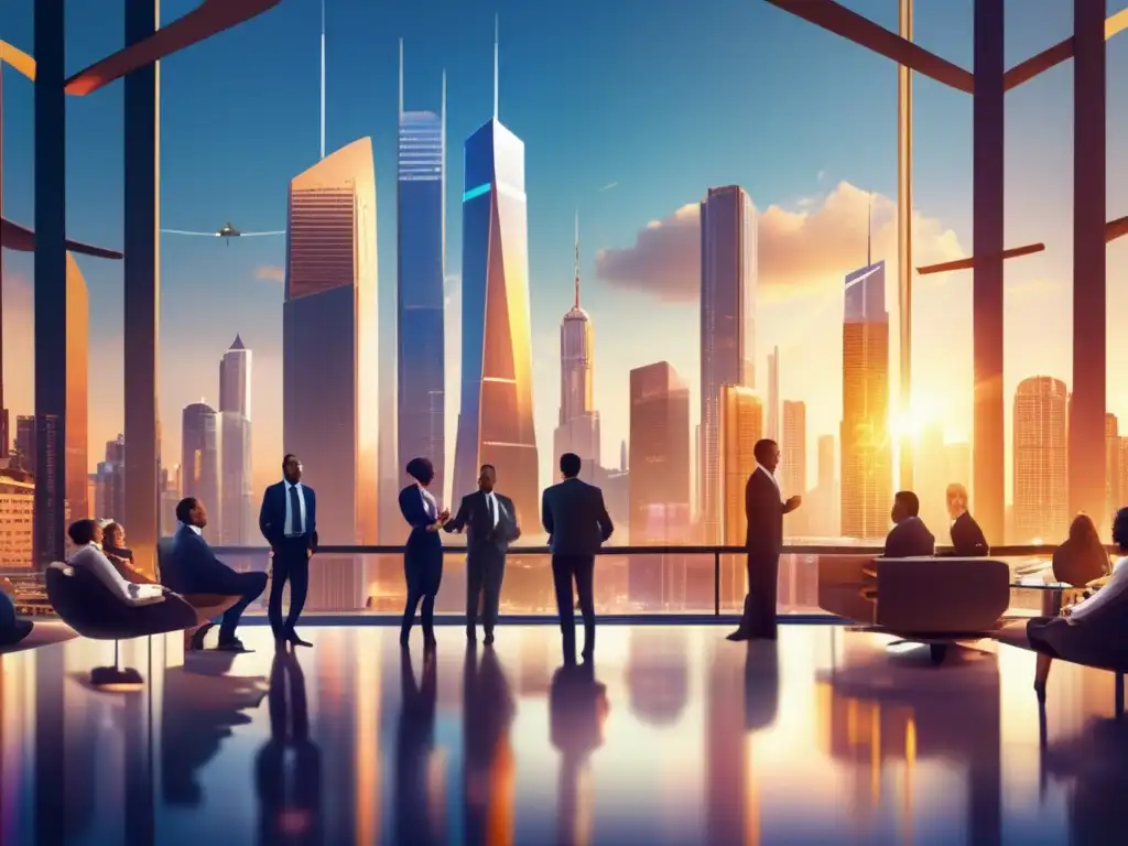 Imagen de una ciudad futurista con rascacielos altos y modernos