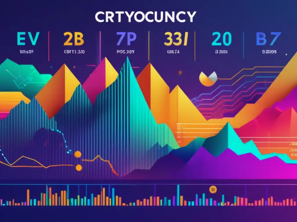 Gráficos de criptomonedas coloridos y dinámicos Imagen criptomonedas: Recompensas por volatilidad en staking