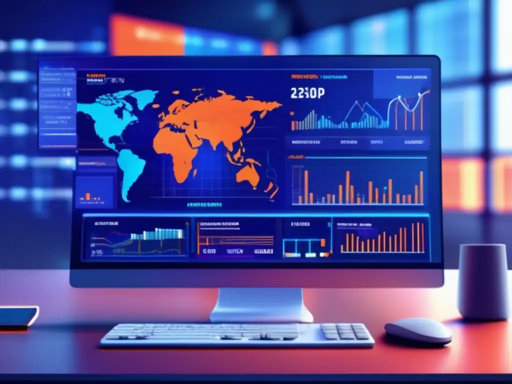AI de detección de fraudes en tiempo real Imagen detallada de interfaz IA futurista en pantalla moderna mostrando análisis financiero en tiempo real y detección de fraudes