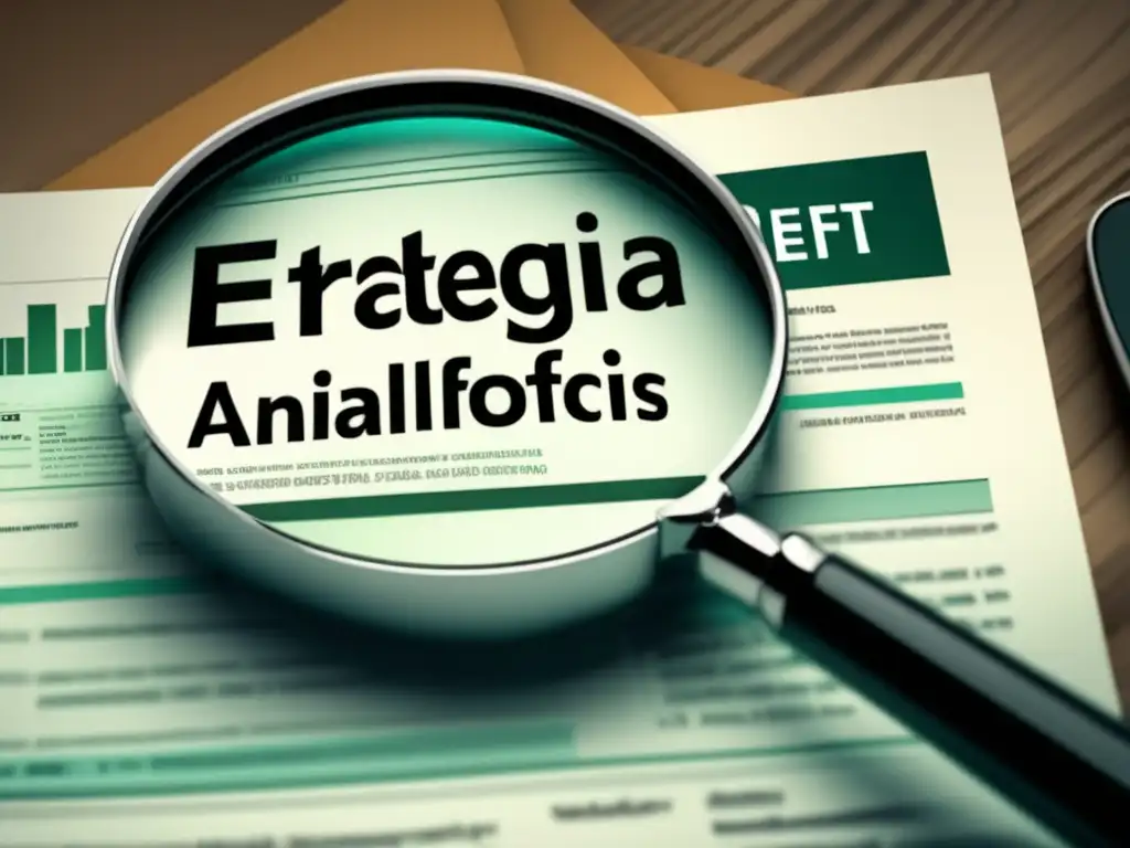 Estrategia Buffett: Análisis Portafolio Imagen: Magnifying glass sobre documentos financieros, Estrategia Buffett: Análisis Portafolio Leyenda