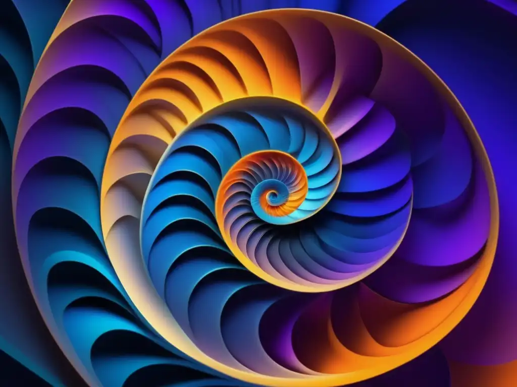 Espectacular espiral Fibonacci en 8k Imagen: Espiral Fibonacci, colores vibrantes, estrategias Fibonacci trading avanzado
