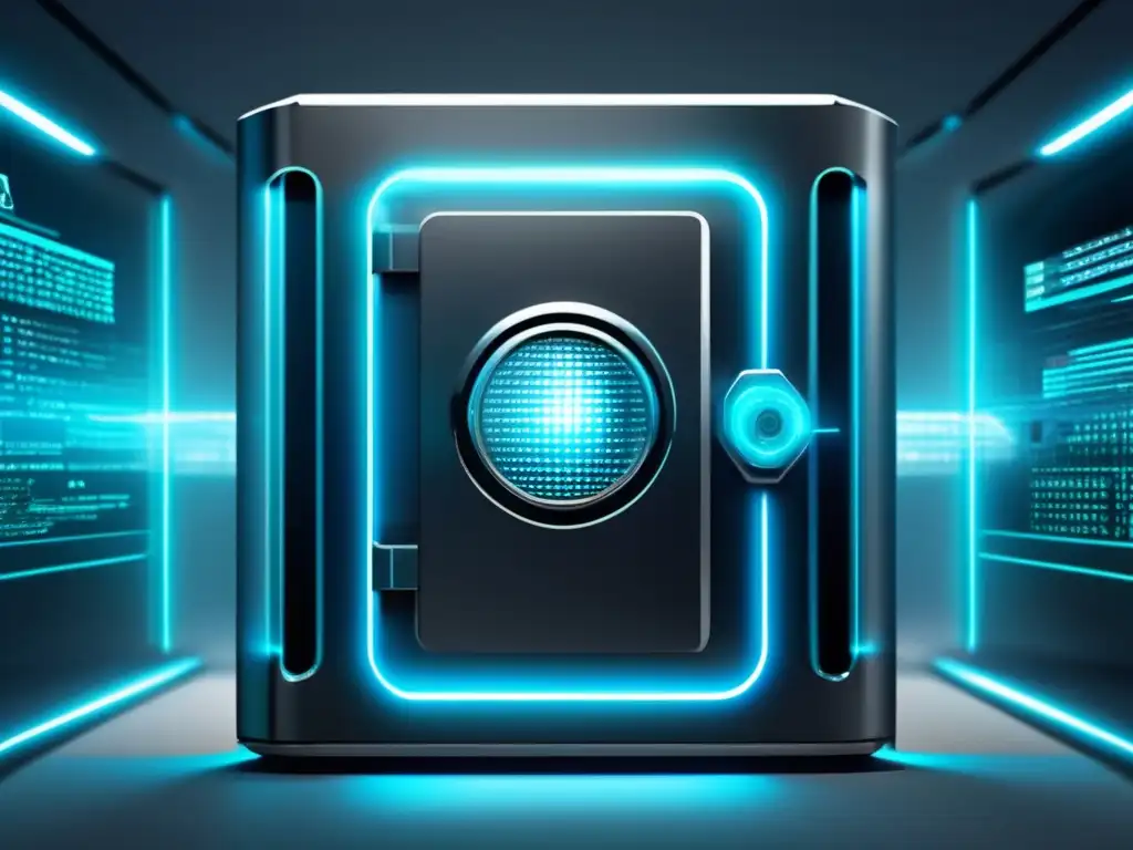 Futuro seguro: ciberdefensa financiera Imagen: Futurista y seguro digital vault protege tus finanzas de hackers en un mundo avanzado #SeguridadCibernética