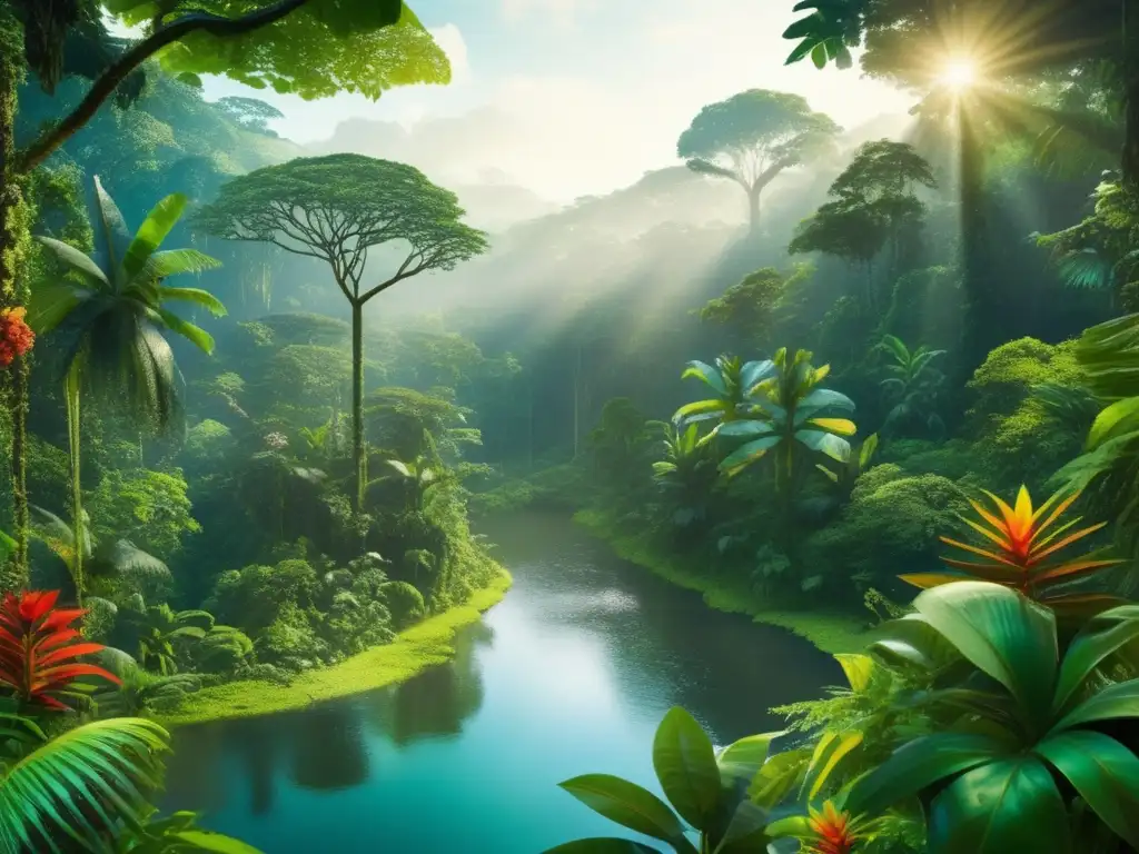 Exuberante y biodiverso paisaje tropical Imagen impactante: Selva amazónica, biodiversidad y cambio climático en América Latina