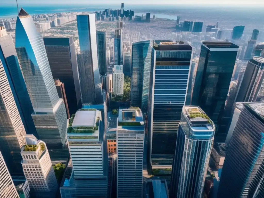 Vibrante skyline de una ciudad comercial Imagen impresionante de una ciudad vibrante con arquitectura moderna y profesionales ocupados