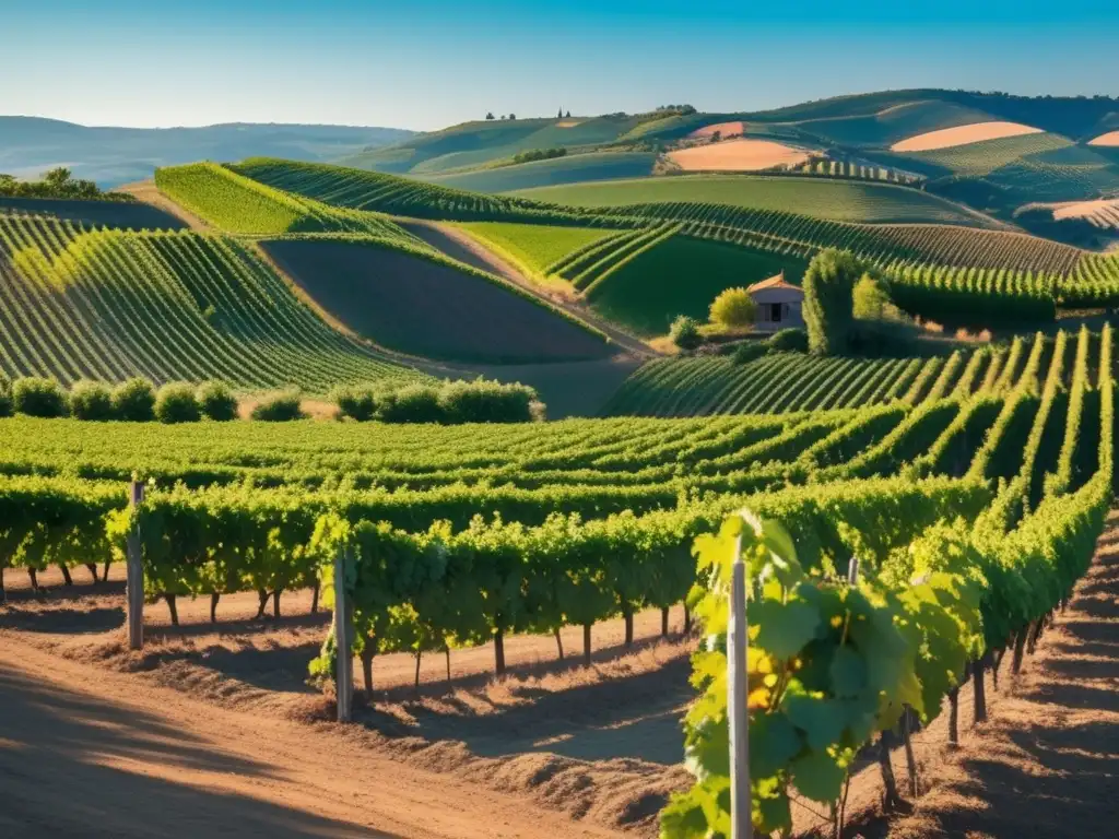 Viñedo perfectamente organizado en colinas- Imagen impresionante de viñedos en 8k, resaltando la cadena de valor del vino para invertir