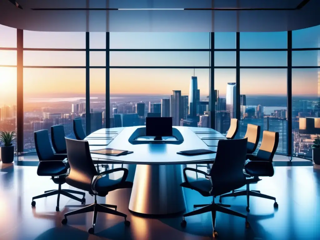Oficina moderna con vista panorámica de la ciudad Imagen de oficina moderna con vista panorámica de ciudad, implicaciones fiscales invertir ETFs internacionales