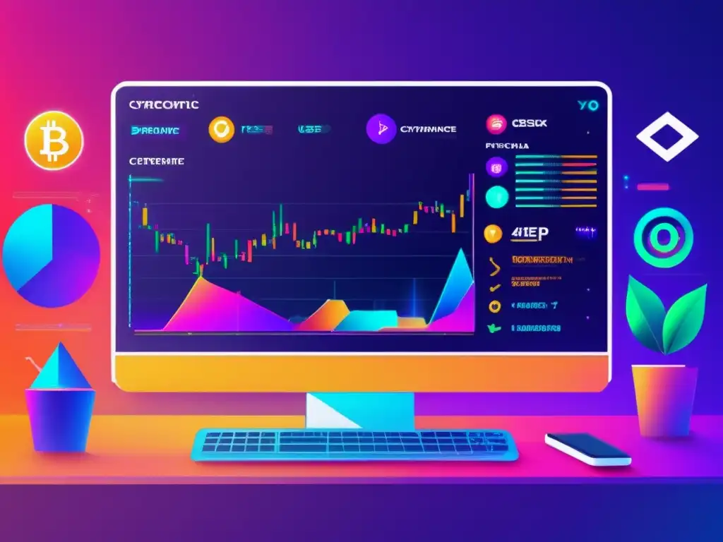 Plataforma cripto con PayPal Imagen: Plataformas criptomonedas aceptan PayPal, paisaje digital futurista con intercambio y gráficos en tiempo real