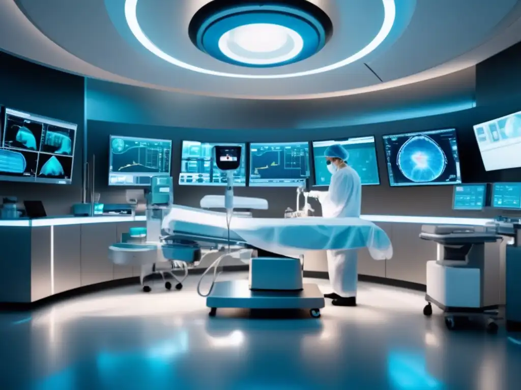 Sala de operaciones moderna con tecnología médica avanzada Imagen de quirófano moderno con dispositivos médicos avanzados