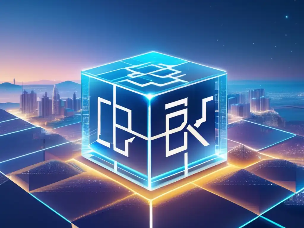 Paisaje futurista de blockchain Imagen blockchain: Guía experta tecnología criptomonedas