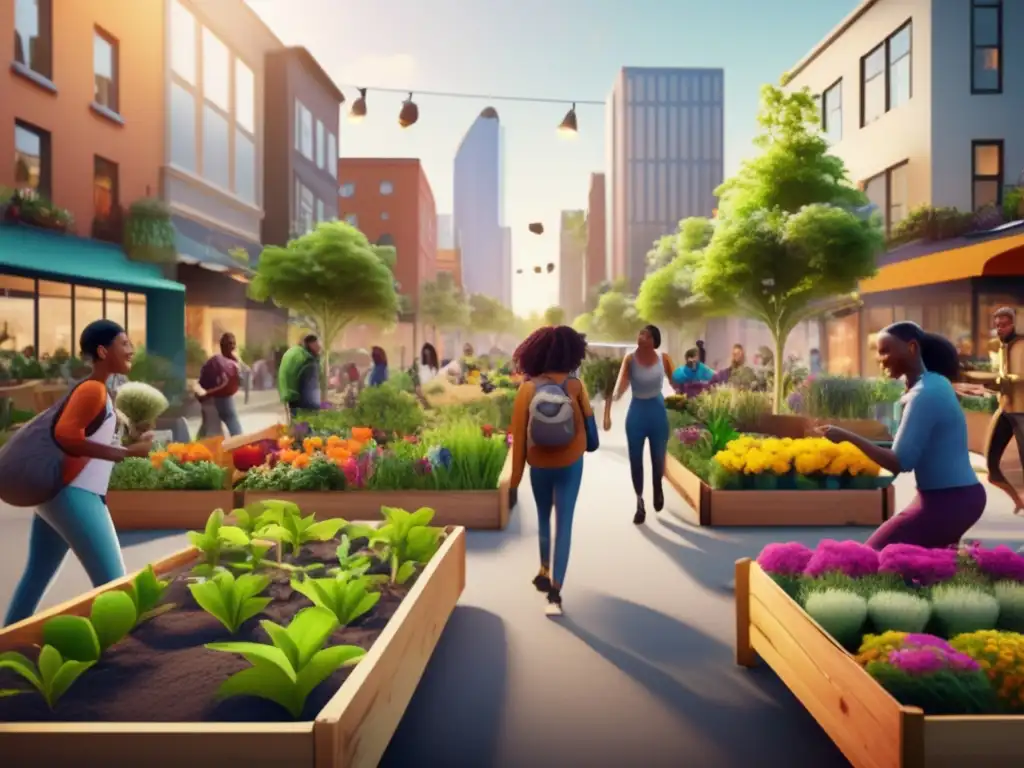 Escena urbana vibrante: unión y cambio Imagen urbana con impacto social y empresarial