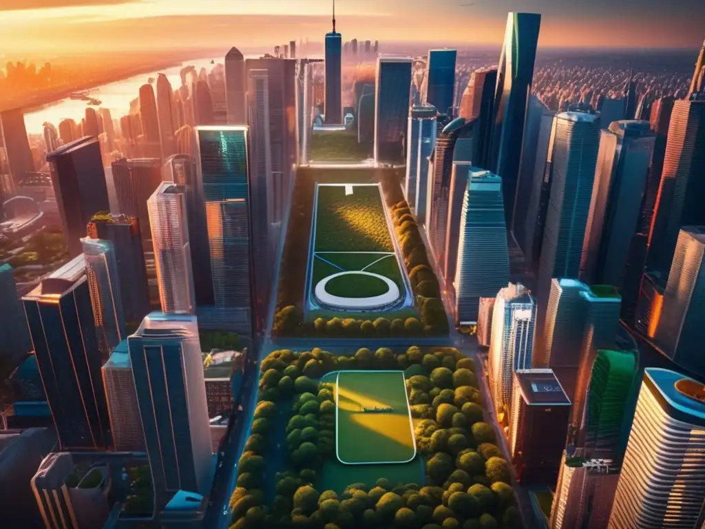 Ciudad vibrante con rascacielos y parques Imagen urbana en 8k: ventajas y desafíos del flipping rural