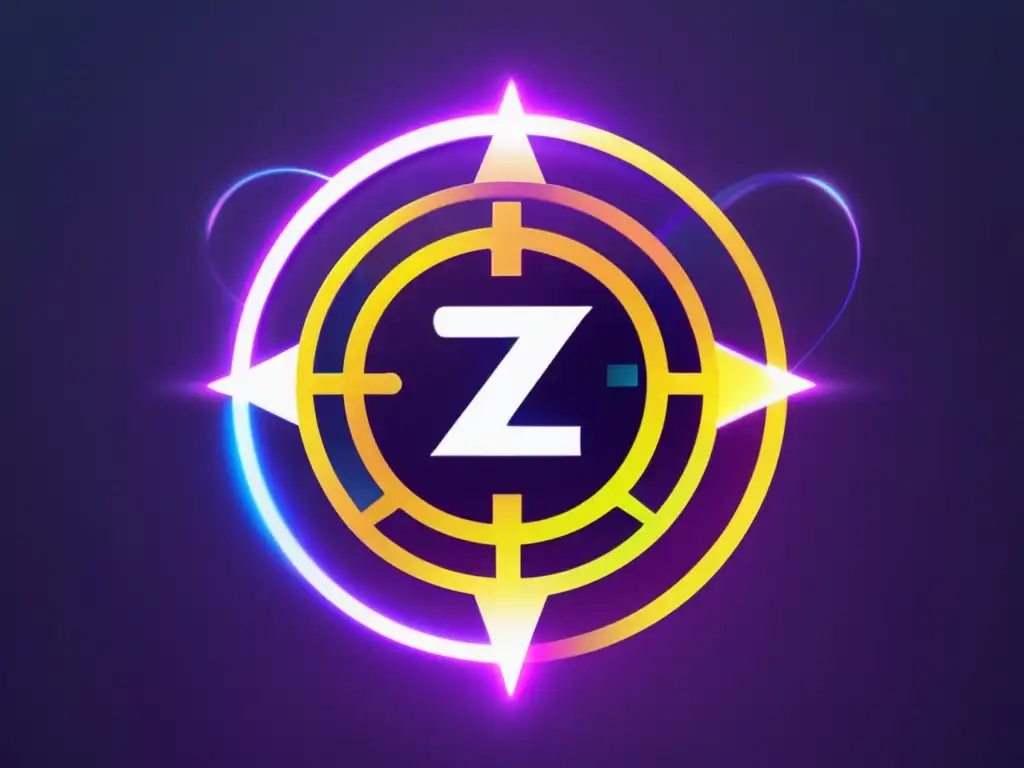 Futuroso y seguro logo de Zcash en red interconectada Imagen de Zcash: Ventajas de transacciones seguras
