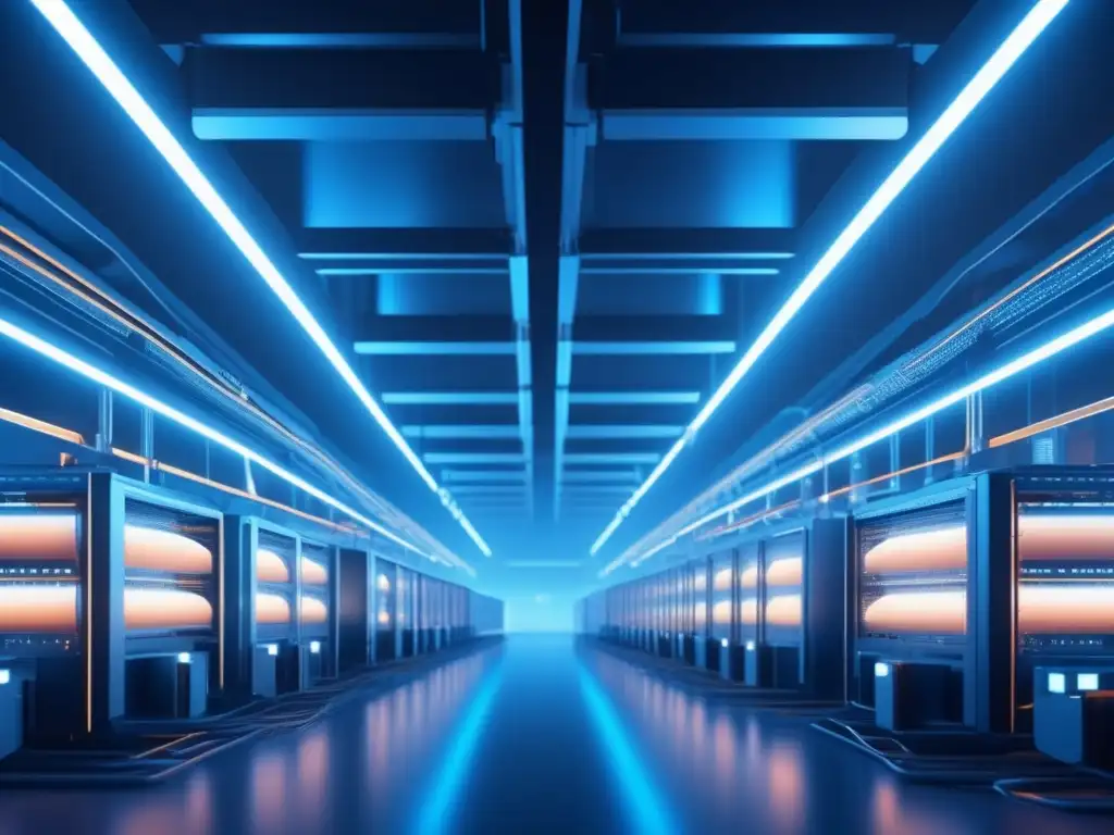 Futuro minero industrial 8k Impacto ambiental de la minería de criptomonedas en granja minera futurista