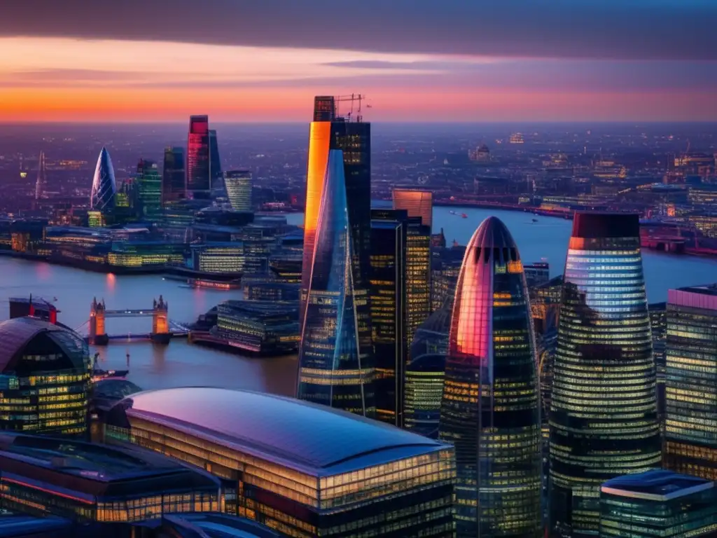 Panorama financiero de Londres: Brexit y Cartera de Inversiones Impacto del Brexit en inversiones europeas: vista panorámica de la ciudad financiera de Londres