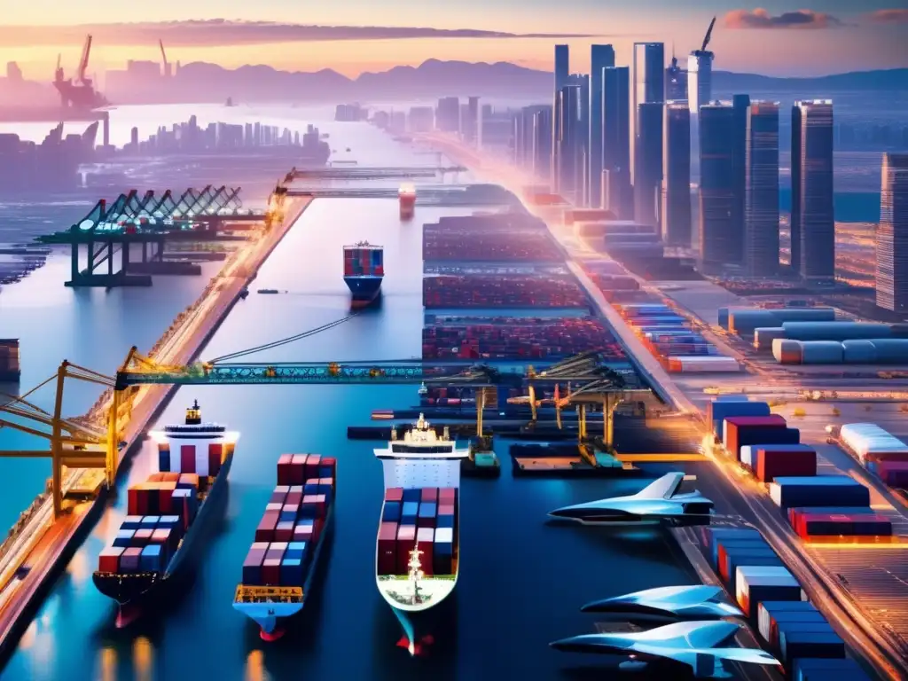Ciudad futurista y sus cadenas de suministro globales Impacto de cadenas de suministro globales en rentabilidad de acciones