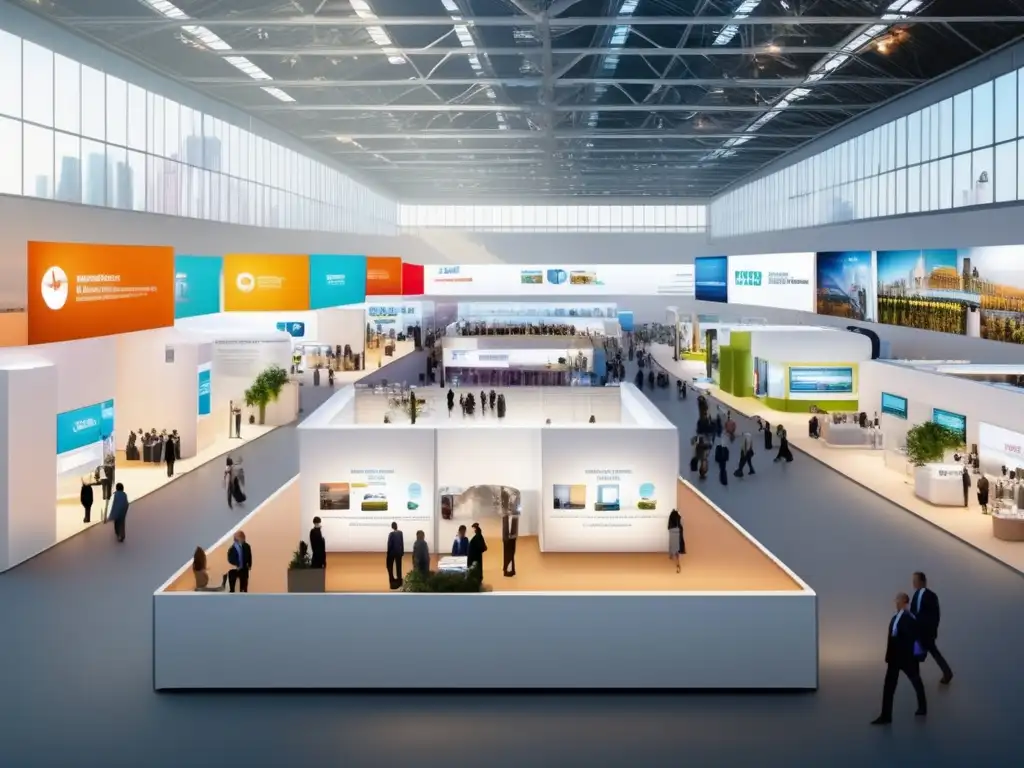 Feria comercial internacional con exhibición moderna y vibrante Impacto comercial global con acuerdos de inversión