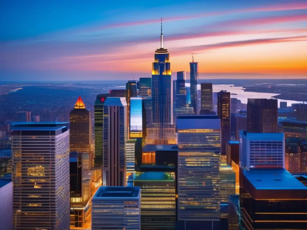Horizonte urbano iluminado al atardecer Impacto de la crisis política en las inversiones