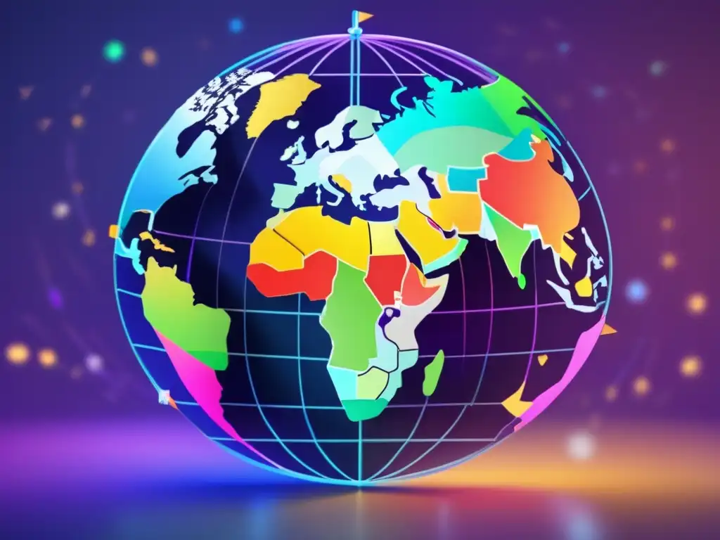 Impacto financiero global Impacto decisiones globales finanzas: gráfico dinámico interconectado de decisiones financieras globales