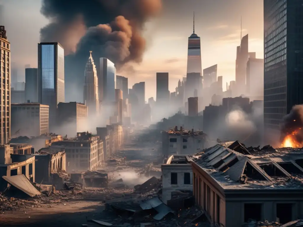 Destrucción y esperanza tras guerra Impacto de guerras en mercados financieros: Desolación y esperanza en una ciudad devastada por la guerra