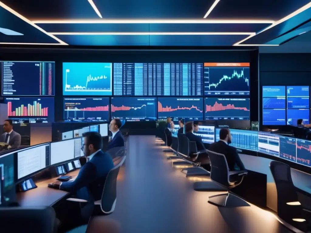 Piso de trading financiero moderno y animado Impacto del Índice de Volatilidad CBOE (VIX) en estrategia de inversión