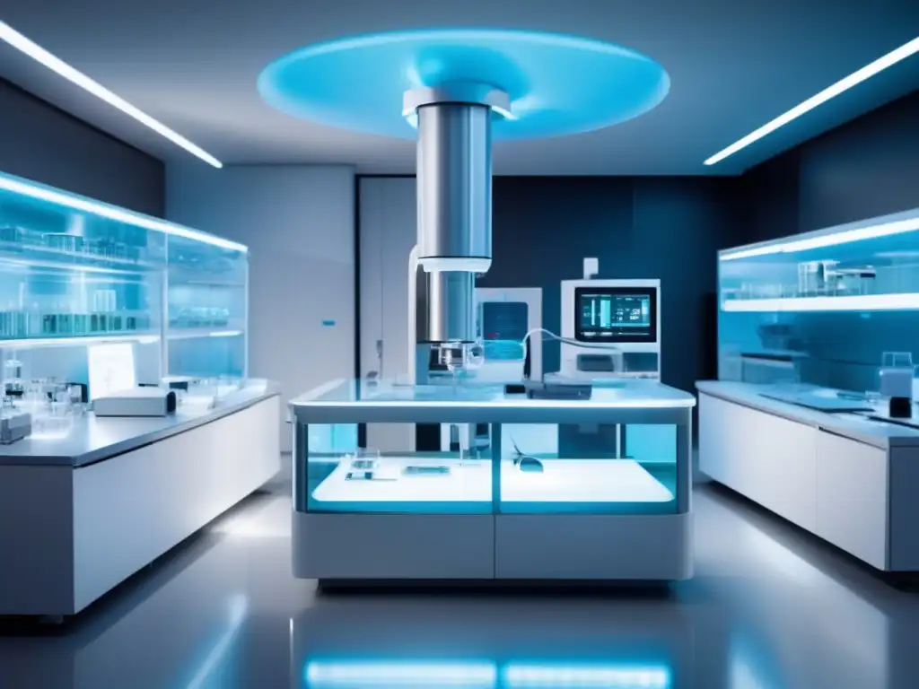 Nanotecnología en medicina: Innovación y precisión Impacto de la Nanotecnología en la salud: Imagen detallada de nanotecnología médica, mostrando un laboratorio futurista con dispositivos avanzados