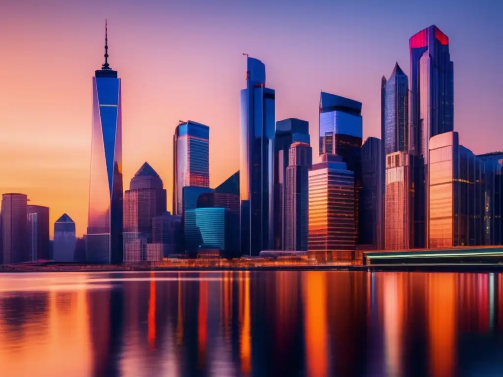 Ciudad moderna al atardecer, reflejando el impacto de políticas fiscales Impacto de la política fiscal en las inversiones