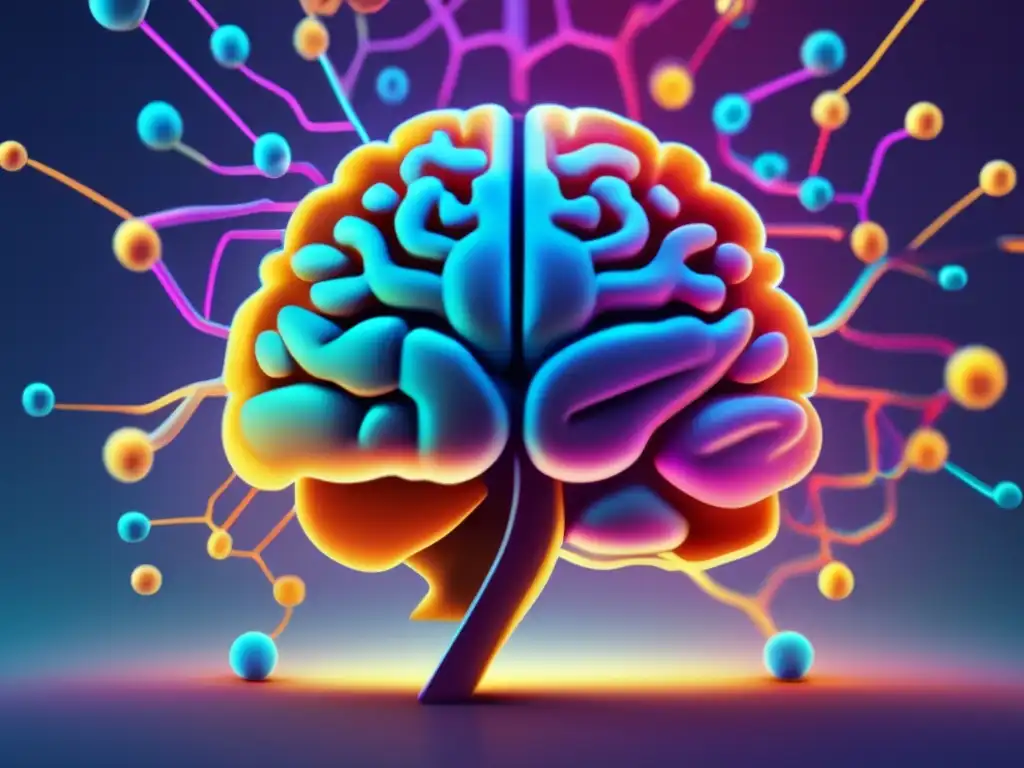 Cerebro humano colorido y detallado Impacto psicológico de noticias económicas en la interpretación