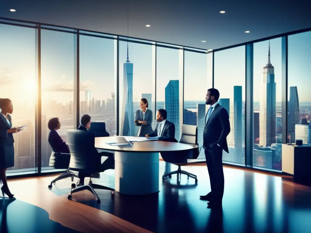 Reunión de análisis financiero en oficina moderna Importancia de análisis financiero y proyecciones en inversiones inmobiliarias