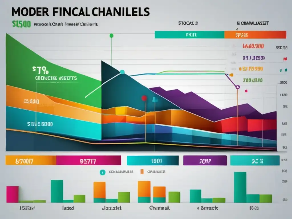 Gráfico financiero con canales de precios Importancia canales precios estrategia inversión: gráfico financiero detallado con diversos canales de precio