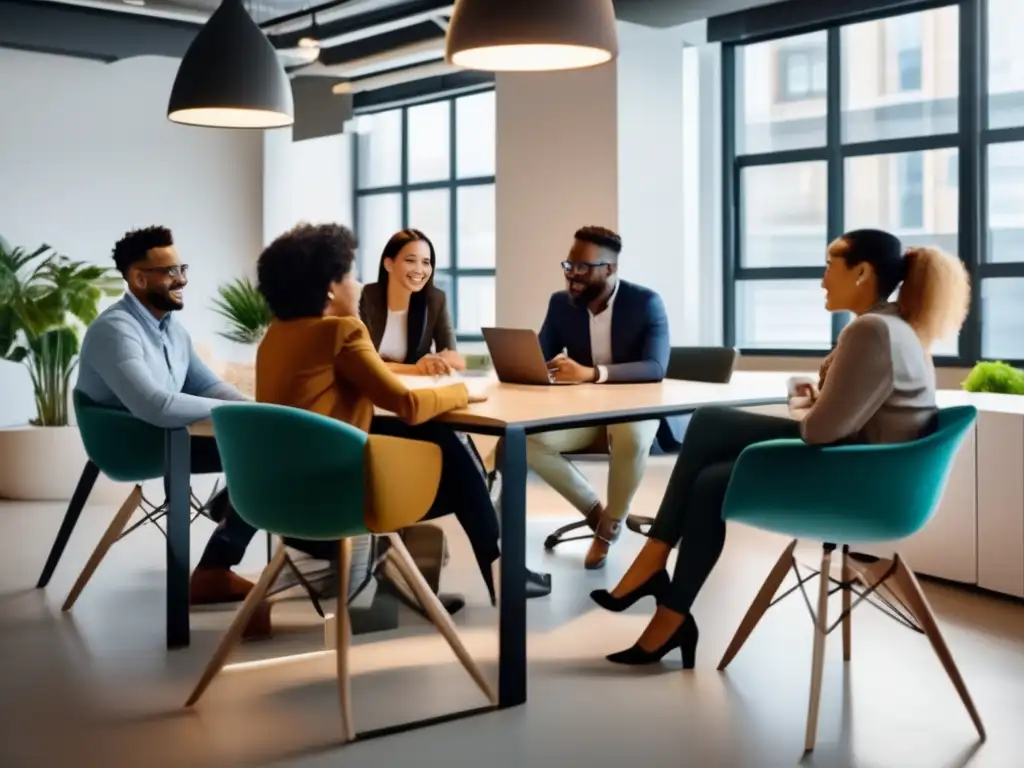 Grupo diverso colaborando en una oficina moderna Importancia cooperativas sistema financiero inclusivo