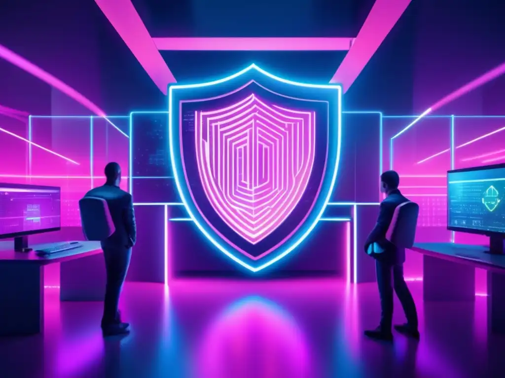 Fortaleza digital futurista protegida por un escudo transparente Importancia de la criptografía en la seguridad de las criptomonedas