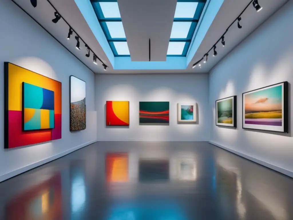 Galería de arte contemporáneo con obras vibrantes y diversas Importancia críticos arte valor coleccionables en vibrante galería de arte contemporáneo con obras diversas
