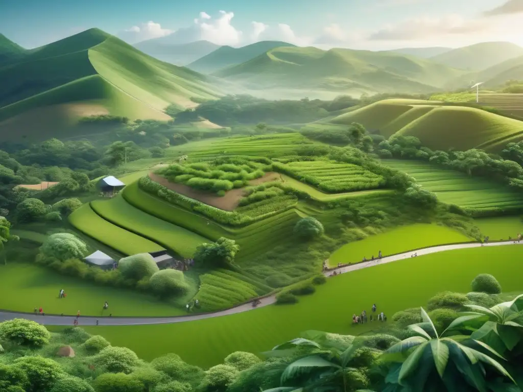 Esfuerzos colaborativos por un futuro sostenible Importancia de empresas con propósito sostenible en imagen de paisaje verde y colaborativo