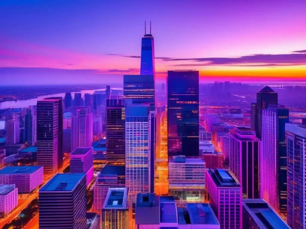 Ciudad moderna al atardecer: arquitectura, movimiento y oportunidades Importancia gestión riesgo inversiones inmobiliarias en ciudad moderna al atardecer