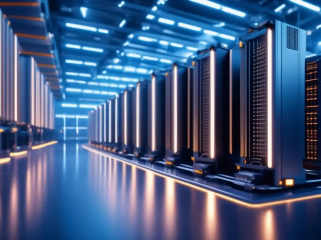 Futuro complejo minero con rigs de última generación Importancia del Hash Rate en minería: Complejo minero futurista de 8K, con rigs de última generación y pantalla de datos en tiempo real