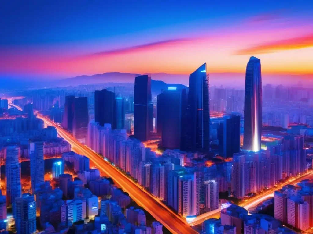 Vibrante paisaje urbano futurista Importancia del índice de sentimiento del inversor en el mercado actual