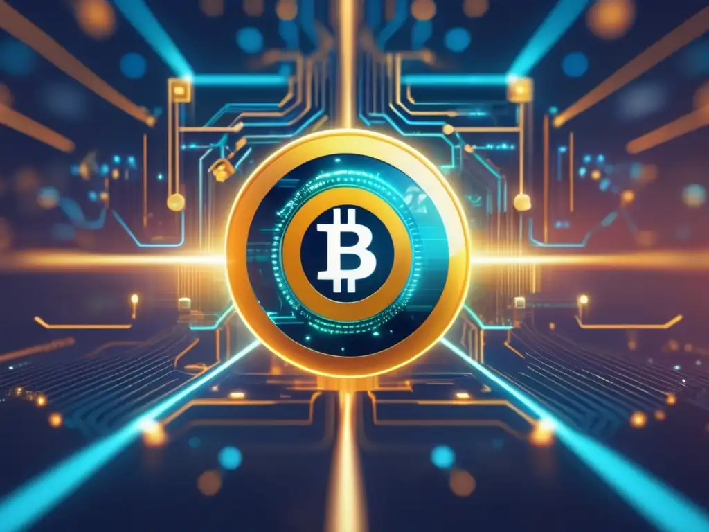 Futurista red de nodos de criptomoneda Importancia de los nodos en criptomonedas: imagen 8k detallada del complejo entramado de un network de criptomoneda