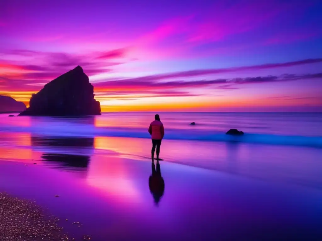 Atardecer sereno en el mar Importancia de la paciencia en inversiones: atardecer sereno con figura solitaria