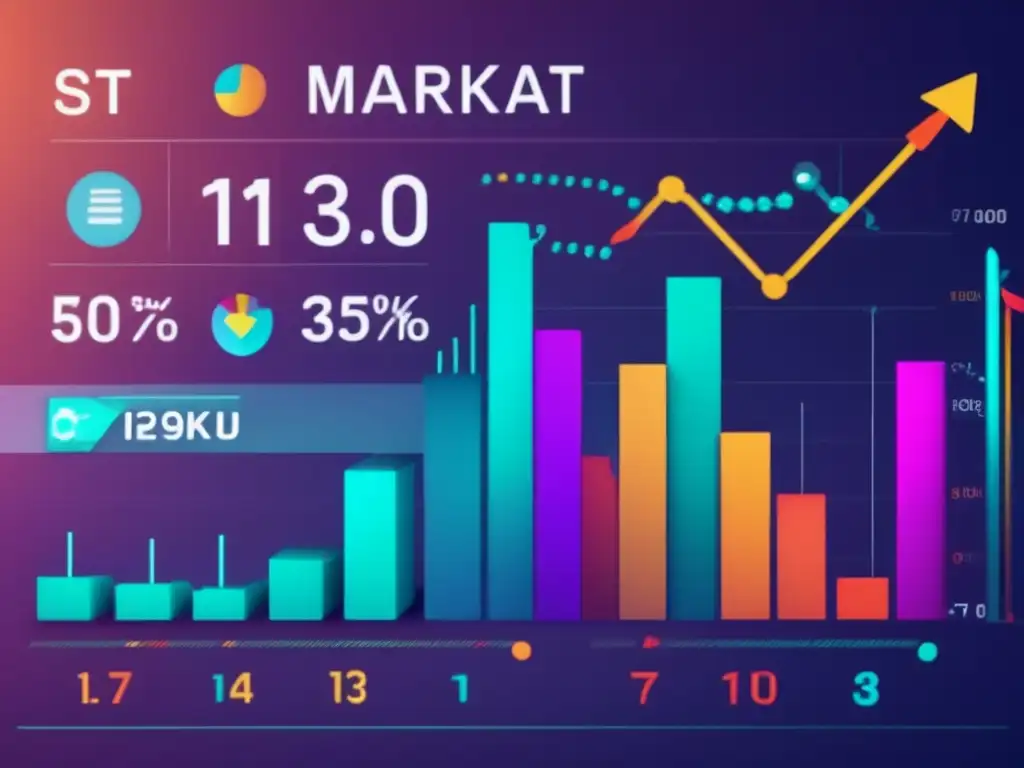 Gráfico moderno de bolsa en pantalla digital Importancia Stop Loss y Take Profit en inversiones - Gráfico bursátil moderno con indicadores y estrategias