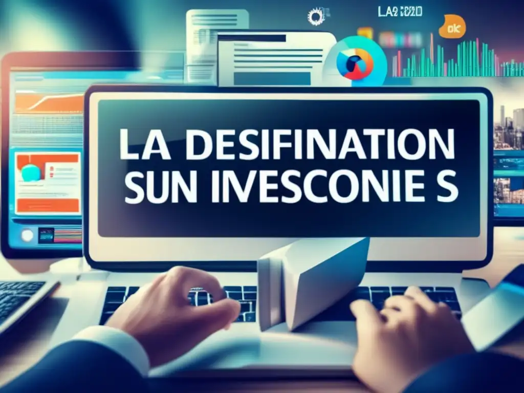 Peligros de la desinformación en redes sociales Importancia de redes sociales en inversiones: web enredada de logos de redes y gráficos financieros