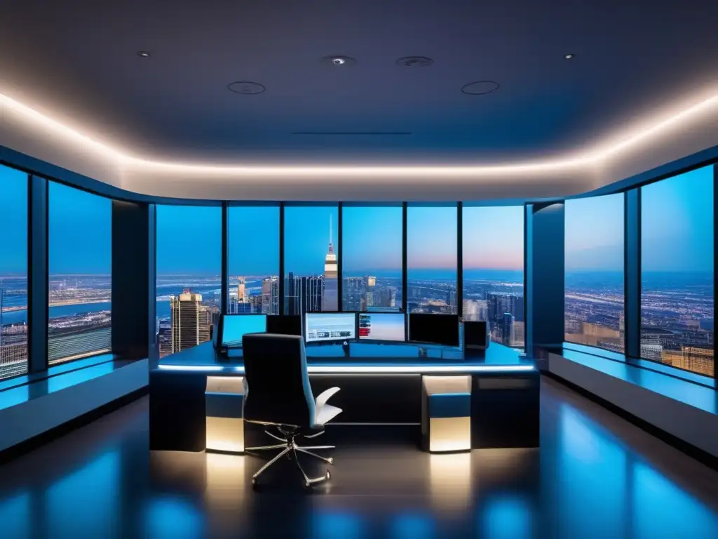 Sala de trading moderna y elegante Importancia de simuladores: éxito en inversión