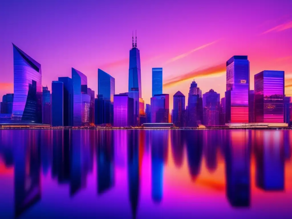 Ciudad moderna al atardecer Impresionante imagen 8k de una ciudad moderna al atardecer