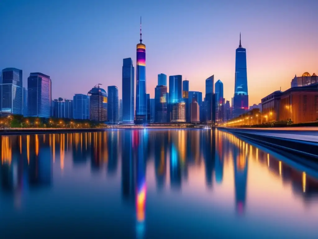 Impresionante ciudad urbana al atardecer Una impresionante imagen de ciudad moderna al atardecer