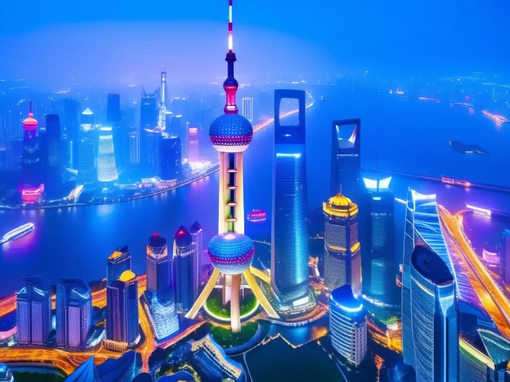 Impresionante ciudad nocturna de Shanghai Impresionante imagen nocturna de Shanghai, China
